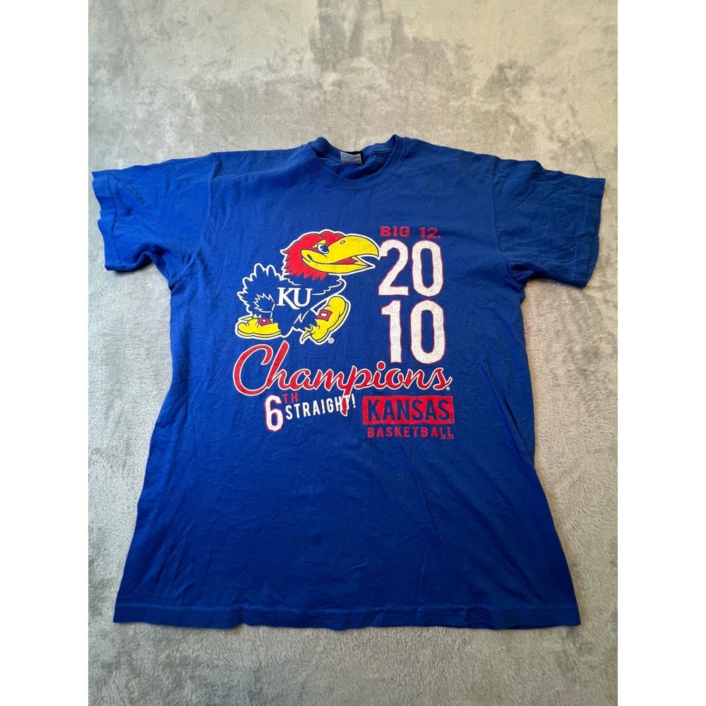 Step Ahead Kansas Jayhawks T Shirt Mens M Blue 2010 Big 12 Champions Basketball